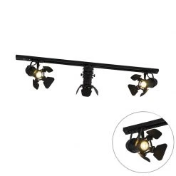 Bestpreis 🌟 QAZQA Schienensystem mit 3 Spots schwarz - Film ⭐
