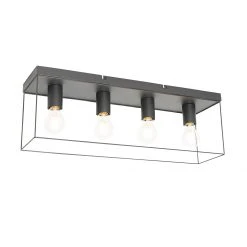 Bester Verkauf ⭐ QAZQA Minimalistische plafondlamp zwart 4-lichts - Kodi 🌟