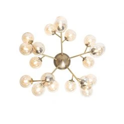 Bestes Angebot 👏 QAZQA Moderne Deckenleuchte Bronze mit Bernsteinglas 20 Lichter - Bianca 👍 -Deckenleuchten Verkaufs-Shop 2583 104770 9