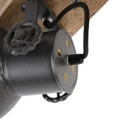 Brandneu ⭐ QAZQA Industriestrahler schwarz mit Mangoholz 2-hell - Mangos 🤩 -Deckenleuchten Verkaufs-Shop 2624 98834 7