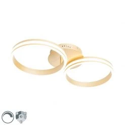 Brandneu 🎁 QAZQA Deckenleuchte Messing inkl. LED 3-stufig dimmbar 2-flammig - Navara 👍