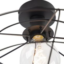 Schlussverkauf 🧨 QAZQA Vintage Deckenleuchte mit Drahtlampenschirm 37cm schwarz - Laurent 🔔 18 Schlussverkauf 🧨 QAZQA Vintage Deckenleuchte mit Drahtlampenschirm 37cm schwarz - Laurent 🔔 -Deckenleuchten Verkaufs-Shop 2631 97359 6