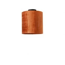 Besorgen 💯 QAZQA Deckenleuchte mattschwarz Samtschirm rot 25 cm - Kombi 🛒 -Deckenleuchten Verkaufs-Shop 2638 104211 9