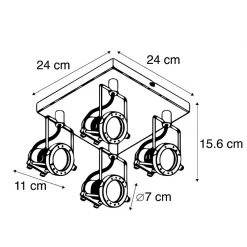 Schlussverkauf ⭐ QAZQA Industriespot schwarz 4-flammig - Suplux ⭐ -Deckenleuchten Verkaufs-Shop 2644 103064 3