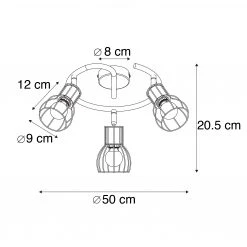 Bestpreis 😉 QAZQA Moderne Deckenleuchte schwarz 50 cm rund 3-Licht - Botu ⭐ -Deckenleuchten Verkaufs-Shop 2651 102387 3