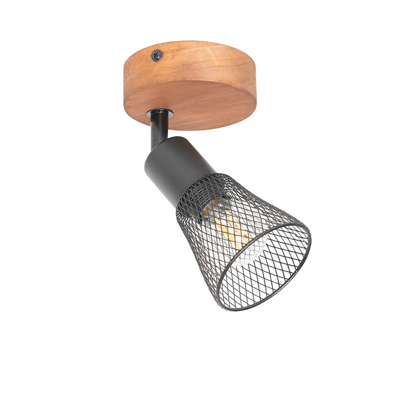 Bestpreis 🎁 QAZQA Industrieller Spot schwarz mit Holz - Kristina 🔥 13 Bestpreis 🎁 QAZQA Industrieller Spot schwarz mit Holz - Kristina 🔥 – Bild 13