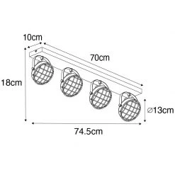 Rabatt 👏 QAZQA Vintage Fleck rostbraun länglich 4-flammig - Tamina 🎁 -Deckenleuchten Verkaufs-Shop 2748 104429 4