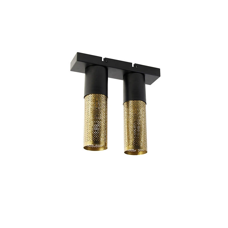 Coupon ✨ QAZQA Industrielle Deckenlampe schwarz mit Gold 2-flammig - Raspi ⌛ 12 Coupon ✨ QAZQA Industrielle Deckenlampe schwarz mit Gold 2-flammig - Raspi ⌛ – Bild 12