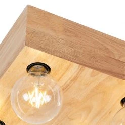 Coupon 💯 QAZQA Land Deckenleuchte Holz 4-Licht - Block ✔️ -Deckenleuchten Verkaufs-Shop 2768 103024 2