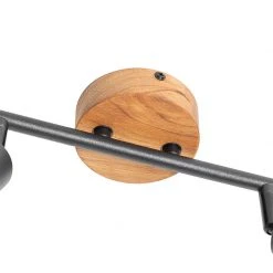 Coupon ⌛ QAZQA Spot zwart met hout draai- en kantelbaar 2-lichts - Mosh 💯 -Deckenleuchten Verkaufs-Shop 2768 105638 5