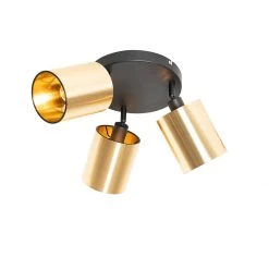 Beste Bewertungen von 💯 QAZQA Moderne spot zwart met goud 3-lichts - Lofty ✔️ -Deckenleuchten Verkaufs-Shop 2804 105419 6