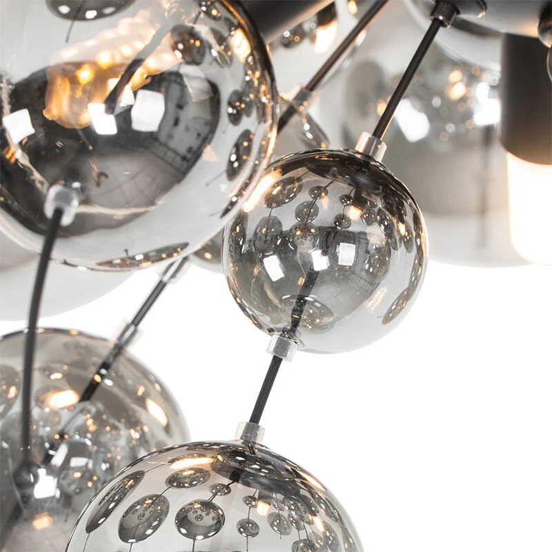 Bestes Angebot 🛒 QAZQA Deckenleuchte schwarz mit Rauchglas 50 cm 4-flammig - Explode 🧨 4 Bestes Angebot 🛒 QAZQA Deckenleuchte schwarz mit Rauchglas 50 cm 4-flammig - Explode 🧨 – Bild 4