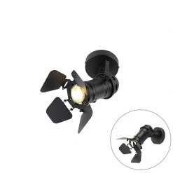 Schlussverkauf 😉 QAZQA Industriestudio Spot schwarz GU10 mit Klappen - Film 👍