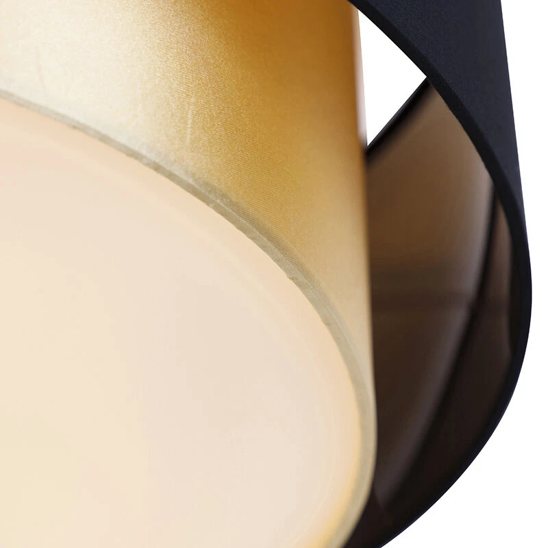 Besorgen 🔔 QAZQA Moderne Deckenleuchte schwarz mit gold 50 cm 3-flammig - Drum Duo 🔔 2 Besorgen 🔔 QAZQA Moderne Deckenleuchte schwarz mit gold 50 cm 3-flammig - Drum Duo 🔔 – Bild 2