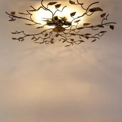 Aktion 🌟 QAZQA Vintage plafondlamp zwart met goud 80 cm 4-lichts - Foglie ⭐ -Deckenleuchten Verkaufs-Shop 2818 105994 9