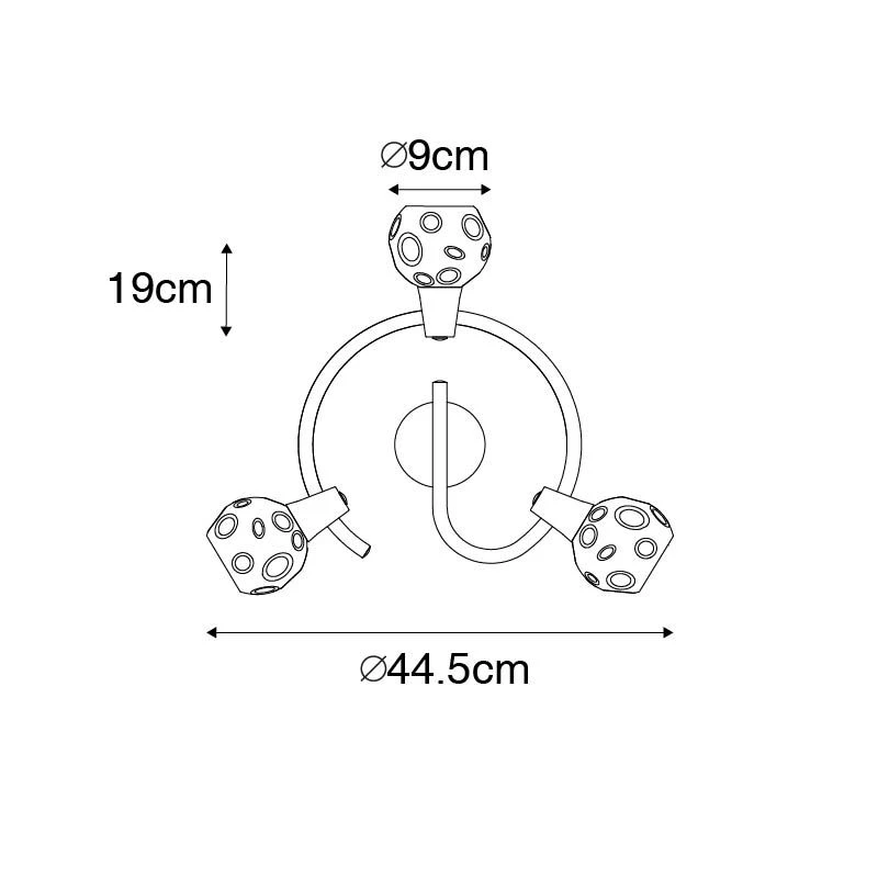 Budget 👏 QAZQA Deckenleuchte schwarz 44,5 cm mit Rauchglas 3-flammig - Vidro 🤩 4 Budget 👏 QAZQA Deckenleuchte schwarz 44,5 cm mit Rauchglas 3-flammig - Vidro 🤩 – Bild 4