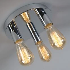 Besorgen 🥰 QAZQA Moderne Deckenleuchte Chrom - Facil 3 🎉 -Deckenleuchten Verkaufs-Shop 2903 92430 5