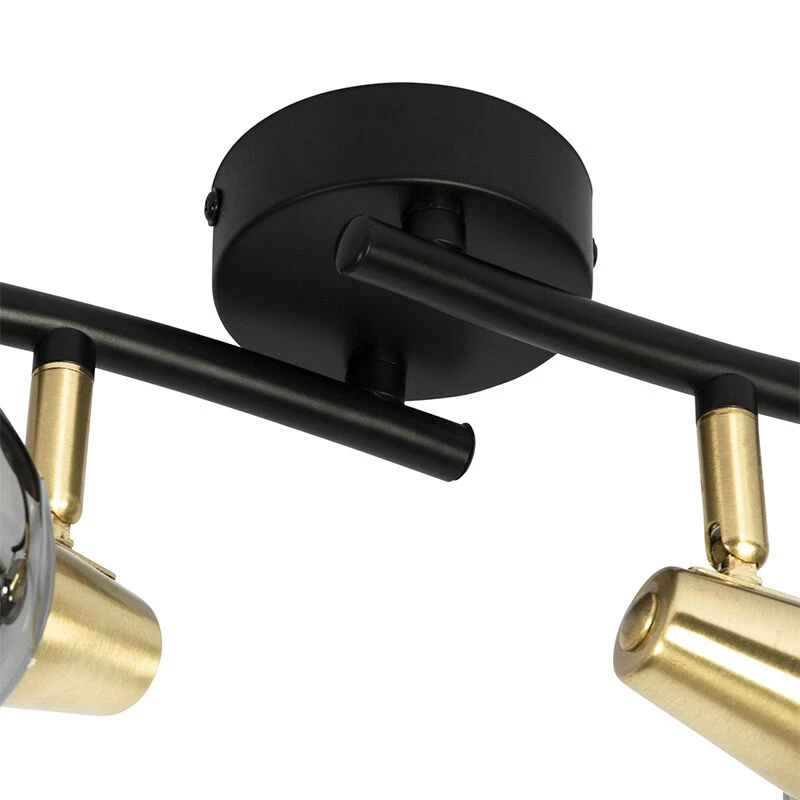 Am billigsten 🧨 QAZQA Art Deco Deckenleuchte Gold mit Rauchglas 4-Licht - Vidro 😀 6 Am billigsten 🧨 QAZQA Art Deco Deckenleuchte Gold mit Rauchglas 4-Licht - Vidro 😀 – Bild 6