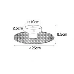 Bestes Angebot 🔔 QAZQA Country Decken- und Wandleuchte schwarz mit Rattan 25 cm - Kata 🎉 -Deckenleuchten Verkaufs-Shop 2931 105551 3