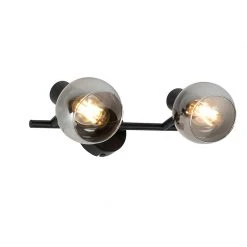 Am billigsten 🔥 QAZQA Art Deco Deckenleuchte schwarz mit Rauchglas 2-Licht - Vidro 🔔 -Deckenleuchten Verkaufs-Shop 2939 102478 2