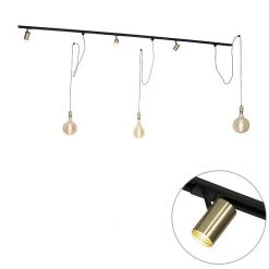 Auslauf 🤩 QAZQA Railsysteem met 3 spots en hanglamp 1-fase goud - Cavalux Jeana ✔️