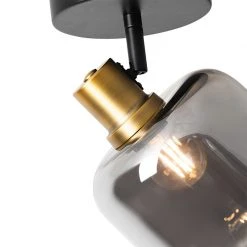 Besorgen 😀 QAZQA Design plafondspot zwart met goud met smoke glas - Zuzanna 😍 -Deckenleuchten Verkaufs-Shop 2970 105501 5