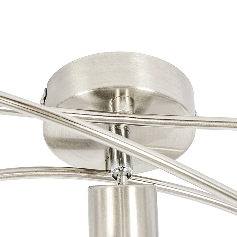 Aktion 👍 QAZQA Moderne Deckenleuchte Stahl mit weißen Schirmen 5-Licht - Hetta 🔔 8 Aktion 👍 QAZQA Moderne Deckenleuchte Stahl mit weißen Schirmen 5-Licht - Hetta 🔔 – Bild 8