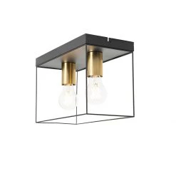 Bestpreis 😉 QAZQA Minimalistische plafondlamp zwart met goud 2-lichts - Kodi 🧨 -Deckenleuchten Verkaufs-Shop 2977 105605 7