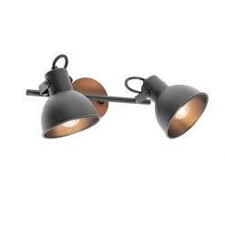 Rabatt ✨ QAZQA Industrie-Spot schwarz mit Holz neigbar 2-flammig - Tommy ✔️ -Deckenleuchten Verkaufs-Shop 2978 105644 2