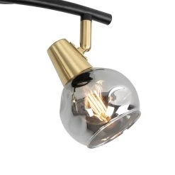 Coupon 🥰 QAZQA Art Deco Deckenleuchte schwarz mit Rauchglas 2-Licht - Vidro 🥰 -Deckenleuchten Verkaufs-Shop 2988 102483 2