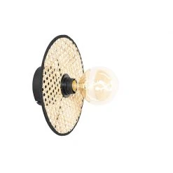 Bestes Angebot 🔔 QAZQA Country Decken- und Wandleuchte schwarz mit Rattan 25 cm - Kata 🎉 -Deckenleuchten Verkaufs-Shop 2998 105551 2