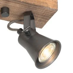 Angebote 👍 QAZQA Ländlicher Fleck schwarz mit Holz 2-flammig - Jelle 🔔 -Deckenleuchten Verkaufs-Shop 3010 103993 6