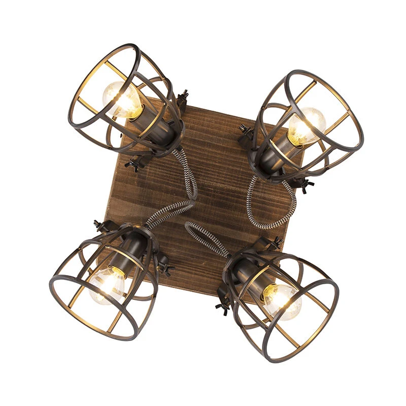 Top 10 👏 QAZQA Industriestrahler schwarz mit Holz verstellbar 4-Licht - Arthur ✔️ 11 Top 10 👏 QAZQA Industriestrahler schwarz mit Holz verstellbar 4-Licht - Arthur ✔️ – Bild 11