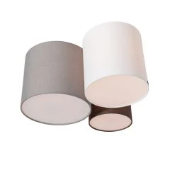 Bestes Angebot 🎉 QAZQA Plafondlamp wit grijs en bruin 3-lichts - Multidrum 🎁 -Deckenleuchten Verkaufs-Shop 3039 105741 7
