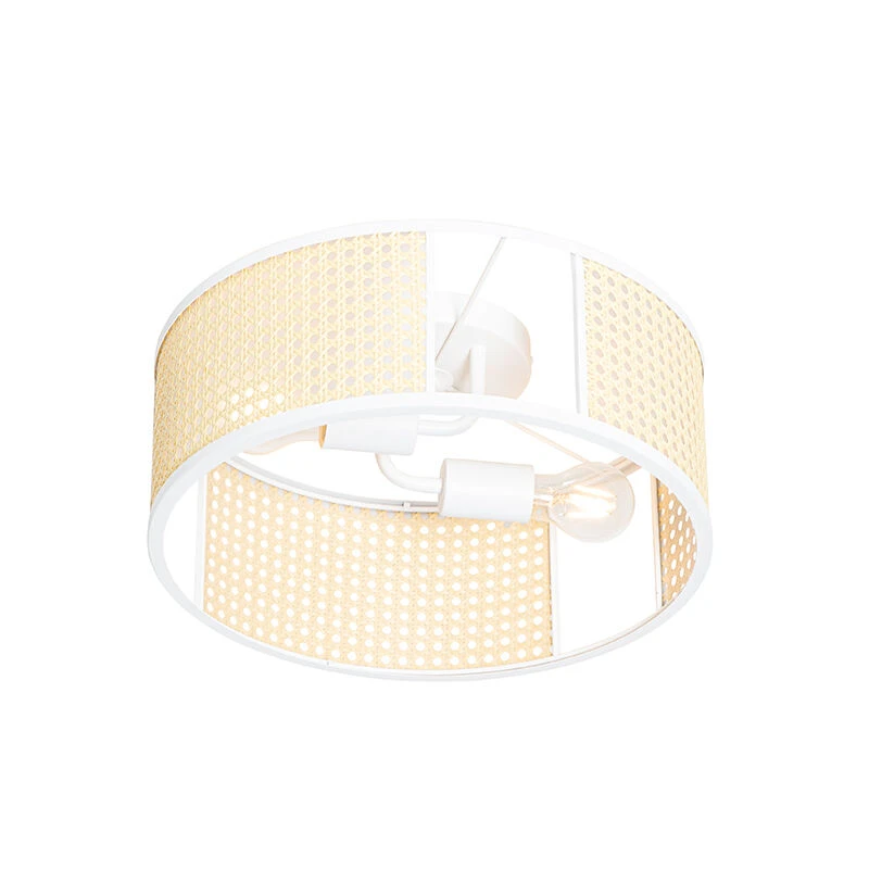 Budget 🎁 QAZQA Retro-Deckenleuchte weiß mit Rattan 40 cm - Akira 🔔 8 Budget 🎁 QAZQA Retro-Deckenleuchte weiß mit Rattan 40 cm - Akira 🔔 – Bild 8