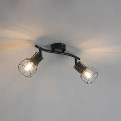 Bestes Angebot 😉 QAZQA Moderne Deckenleuchte schwarz 2-Licht verstellbar - Botu 👏 -Deckenleuchten Verkaufs-Shop 3059 102384 11