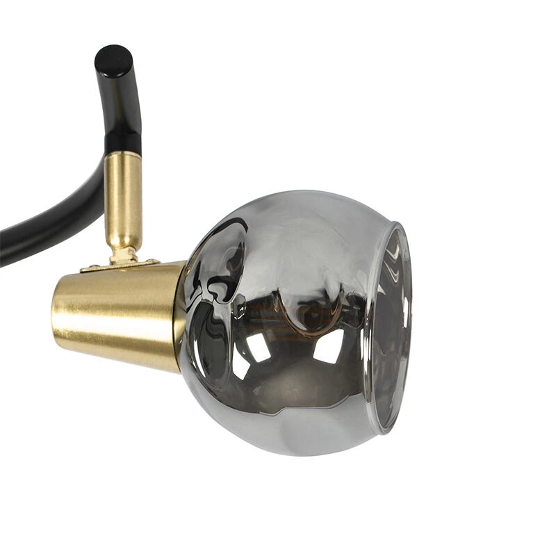 Budget 👏 QAZQA Deckenleuchte schwarz 44,5 cm mit Rauchglas 3-flammig - Vidro 🤩 6 Budget 👏 QAZQA Deckenleuchte schwarz 44,5 cm mit Rauchglas 3-flammig - Vidro 🤩 – Bild 6