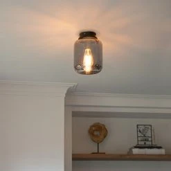 Schlussverkauf 🎁 QAZQA Design Deckenleuchte schwarz mit Rauchglas - Bliss 🛒