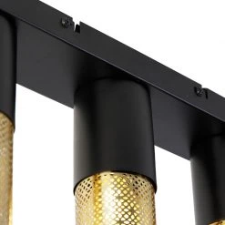 Top 10 👍 QAZQA Industrielle Deckenlampe schwarz mit goldenem länglichem 3-Licht - Raspi 👏 -Deckenleuchten Verkaufs-Shop 3136 104457 4