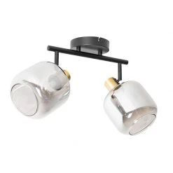 Besorgen 🌟 QAZQA Plafondspot zwart met goud met smoke glas 2-lichts - Zuzanna ✔️ -Deckenleuchten Verkaufs-Shop 3162 105502 12