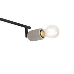 Besorgen 👏 QAZQA Industriedeckenfleck schwarz mit Beton 4-Licht - Pedra 🔔 -Deckenleuchten Verkaufs-Shop 3169 103169 3
