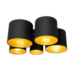Aktion 🎁 QAZQA Plafondlamp zwart met gouden binnenkant 5-lichts - Multidrum 😉 -Deckenleuchten Verkaufs-Shop 3170 105736 5
