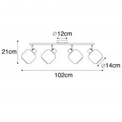 Am billigsten 👏 QAZQA Plafondspot zwart met goud met smoke glas 4-lichts - Zuzanna 💯 -Deckenleuchten Verkaufs-Shop 3179 105505 3
