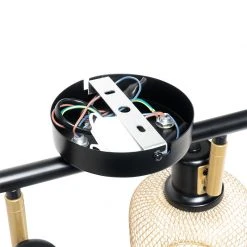 Budget 🌟 QAZQA Industriespot schwarz mit goldenen 4-Lichtern - Bliss Mesh 🔥 -Deckenleuchten Verkaufs-Shop 3187 104483 11