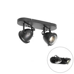 Rabatt ❤️ QAZQA Industriële spot zwart verstelbaar 2-lichts - Emado 😀