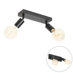 Am billigsten 🧨 QAZQA Moderne spot zwart rechthoekig 2-lichts - Facil 👏