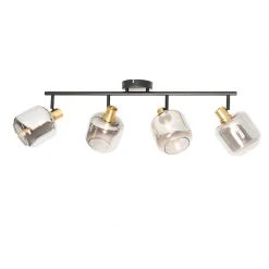 Am billigsten 👏 QAZQA Plafondspot zwart met goud met smoke glas 4-lichts - Zuzanna 💯 -Deckenleuchten Verkaufs-Shop 3235 105505 8