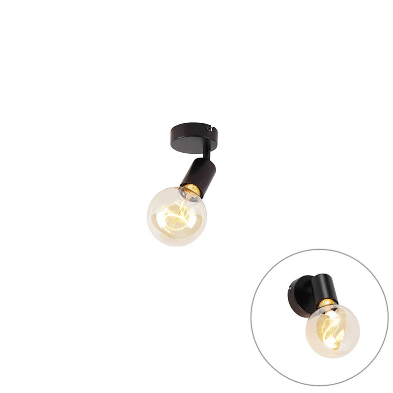 Auslauf ✨ QAZQA Modernes Spotschwarz verstellbar - Facil ✨ 1 Auslauf ✨ QAZQA Modernes Spotschwarz verstellbar - Facil ✨