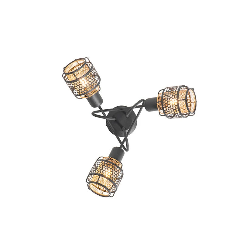 Schlussverkauf ⌛ QAZQA Design-Deckenleuchte Schwarz mit Gold 3-flammig - Noud 🌟 10 Schlussverkauf ⌛ QAZQA Design-Deckenleuchte Schwarz mit Gold 3-flammig - Noud 🌟 – Bild 10