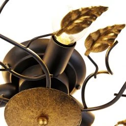 Brandneu ⭐ QAZQA Vintage plafondlamp zwart met goud 50 cm 3-lichts - Foglie 😍 -Deckenleuchten Verkaufs-Shop 3267 105993 4